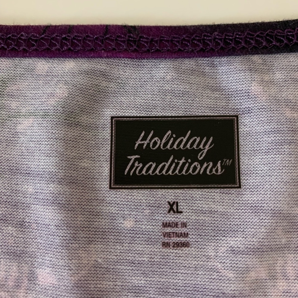 Holiday Traditions Purple Spooky Witch on a Broom Full Moon Long Sleeve Top XL - Picture 8 of 9